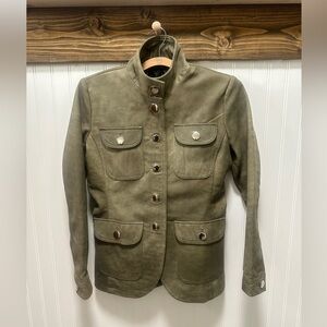 Jild Olive Green Leather Military Style Blazer Jacket Sz S NWT